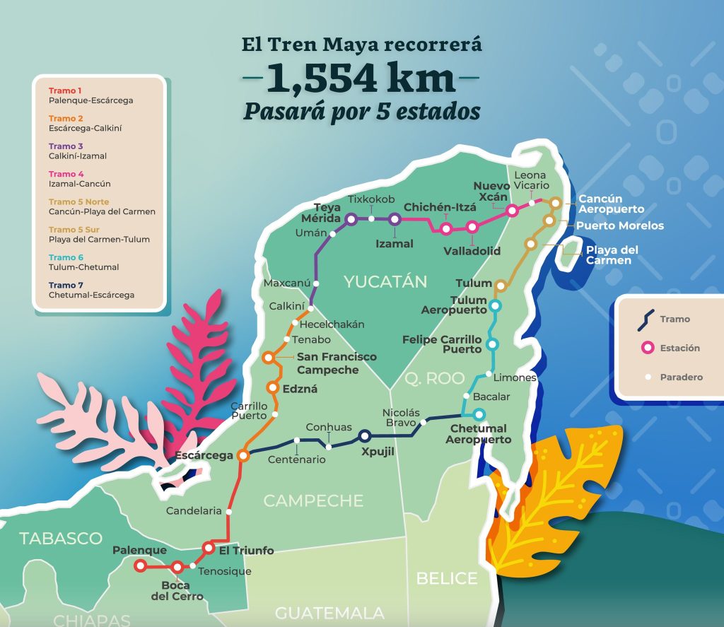 MAPA DE RUTA DEL TREN MAYA